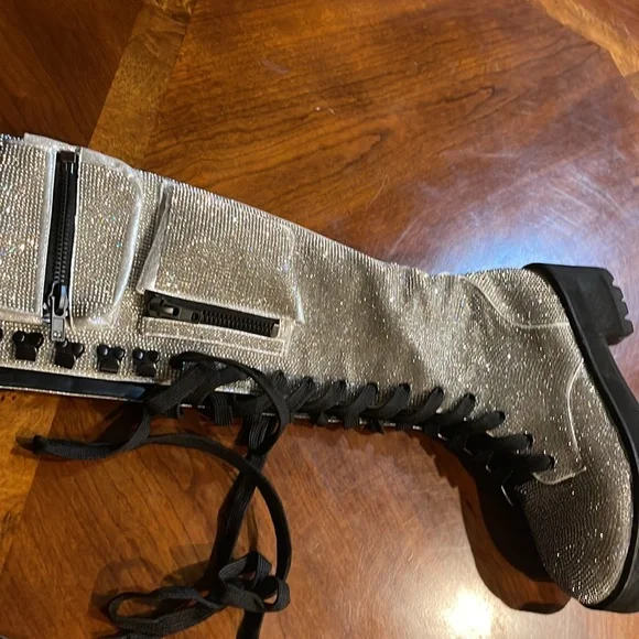 MOVING SALE MAKE OFFER NWT Dolls Kill Club Exx Icy Bling Boots - Picture 4 of 4